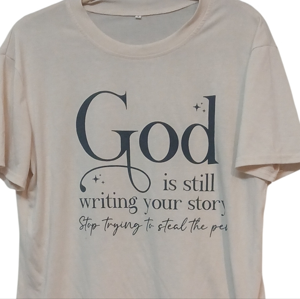 Access Christian Apparel - NWOT, Beige Tee-shirt, Short Sleeve, Crew Neck, - Picture 7 of 9